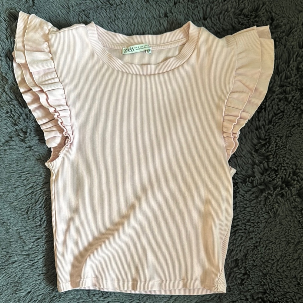 Zara Pink Ruffle Sleeve Top